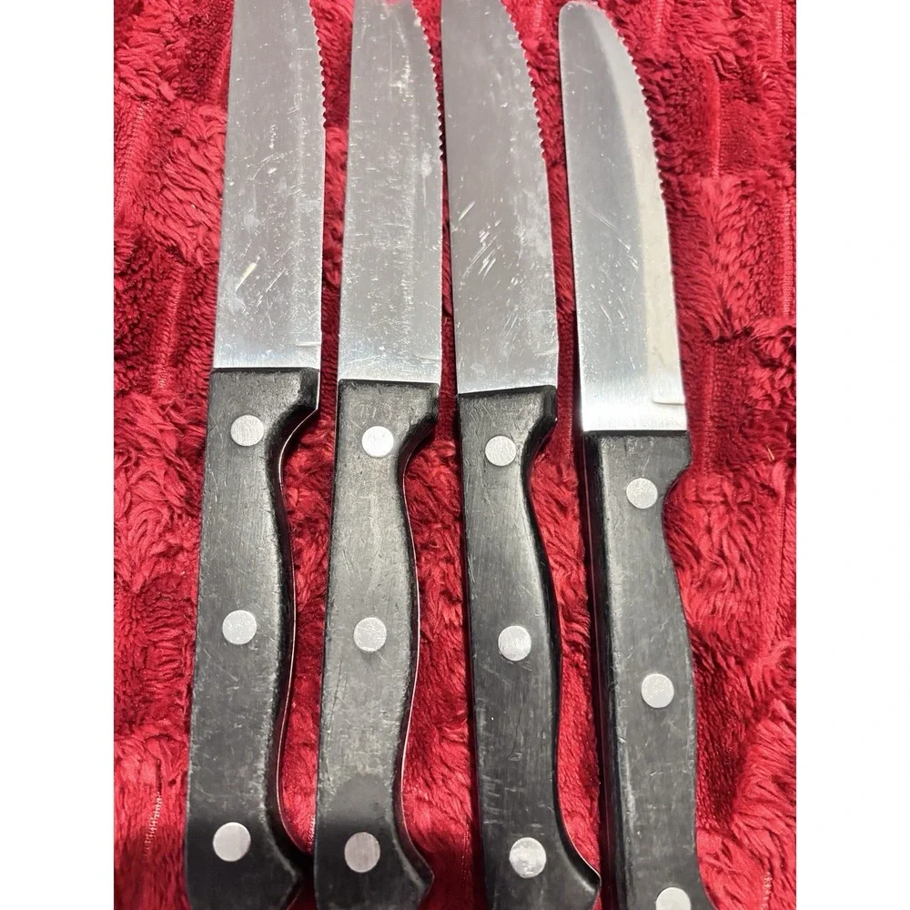 VTG Stainless Steele Full Tang Steak Cutting Knives Black Handle 9.5